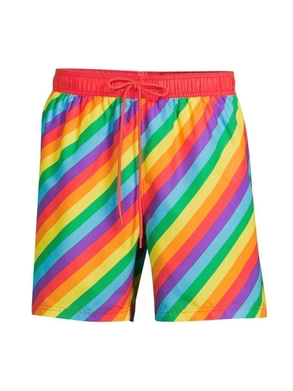 2XL Way to Celebrate Men's Pride Rainbow Stripe Swim Trunks